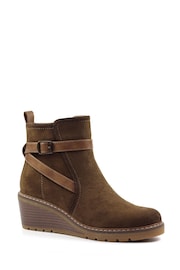 Lunar Sumi Brown Wedge Ankle Boots - Image 2 of 7