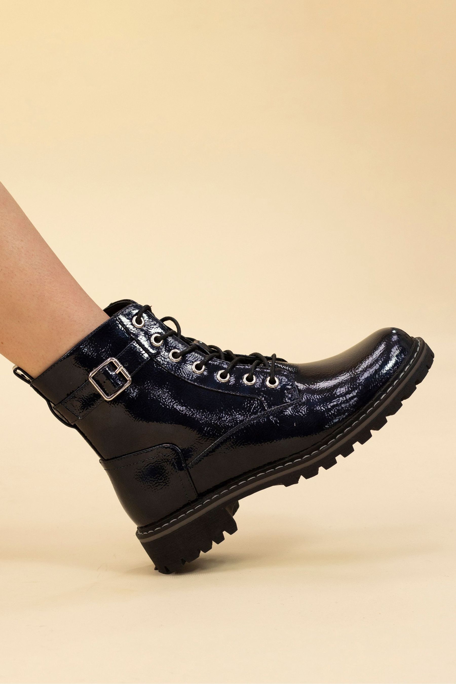 Patent biker boots discount