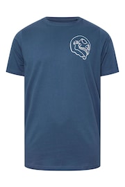 BadRhino Big & Tall Blue 100% Cotton Front Back Skull T-Shirt - Image 3 of 4