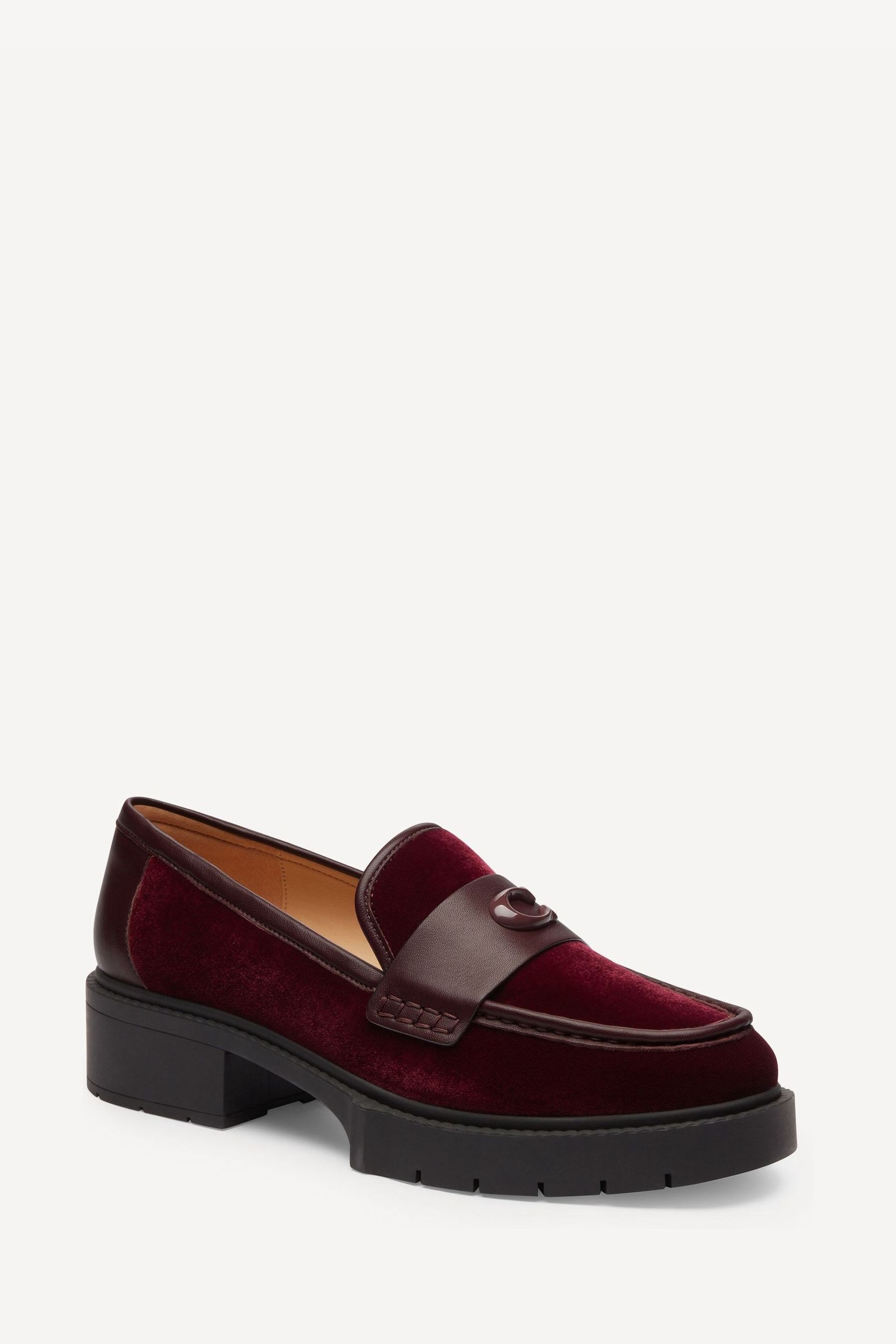 Buy COACH Red Leah Velvet Loafers from Next United Arab Emirates