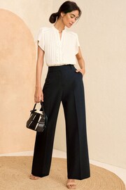 Love & Roses Navy Blue High Waist Wide Leg Tailored Trousers - Image 6 of 8