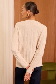 Love & Roses Ivory Lace Cosy Crew Neck Longline Jumper - Image 4 of 4