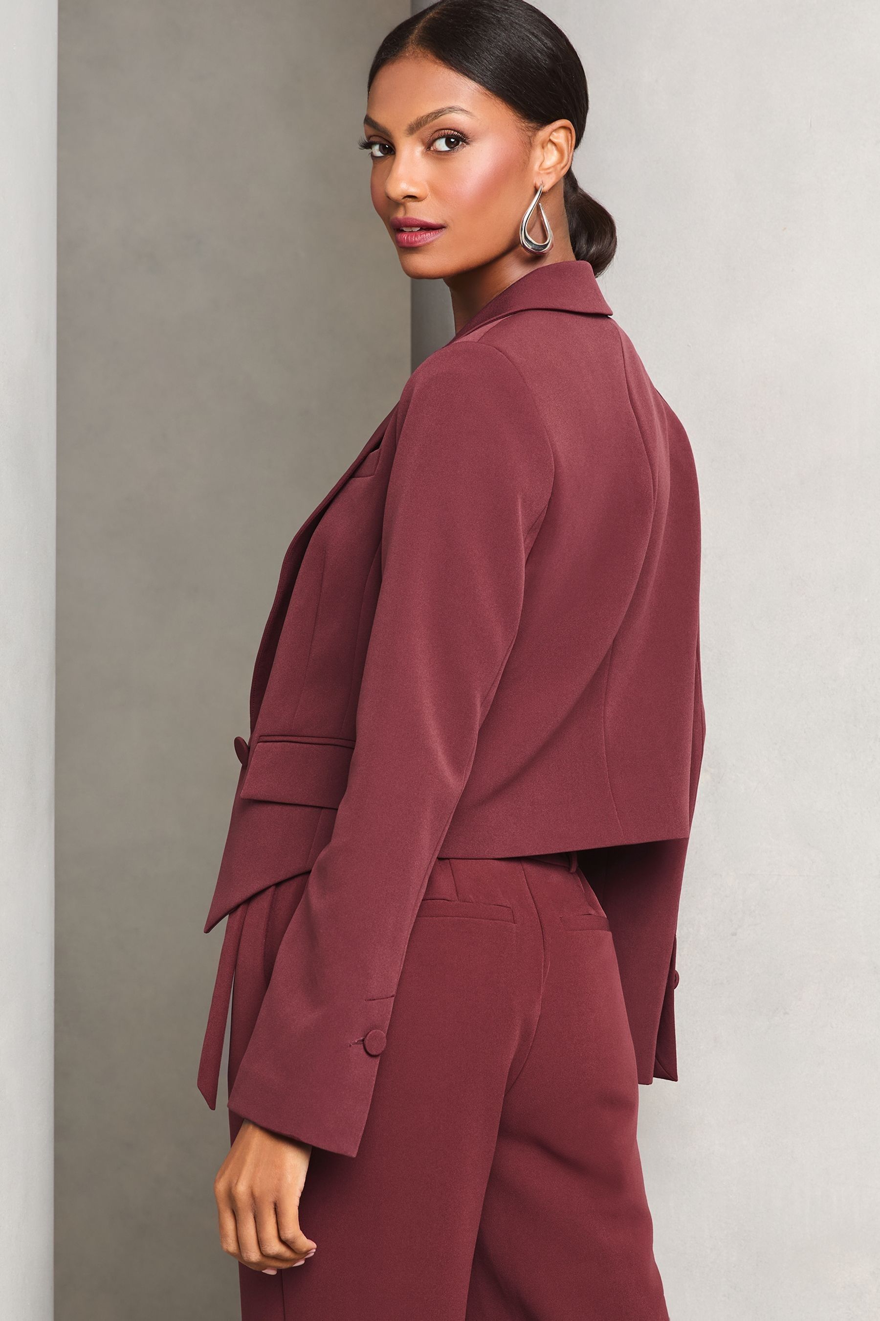 Lipsy Burgundy Red Single Button Tailored Blazer