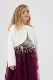 Miss Sequin Waterfall Dress With Faux Fur Bolero Outfit Set - Image 3 of 4