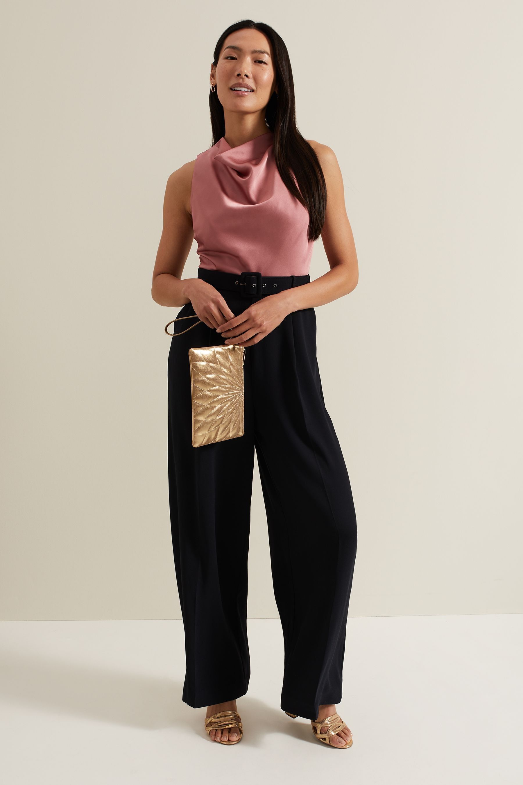 Petite satin jumpsuit outlet