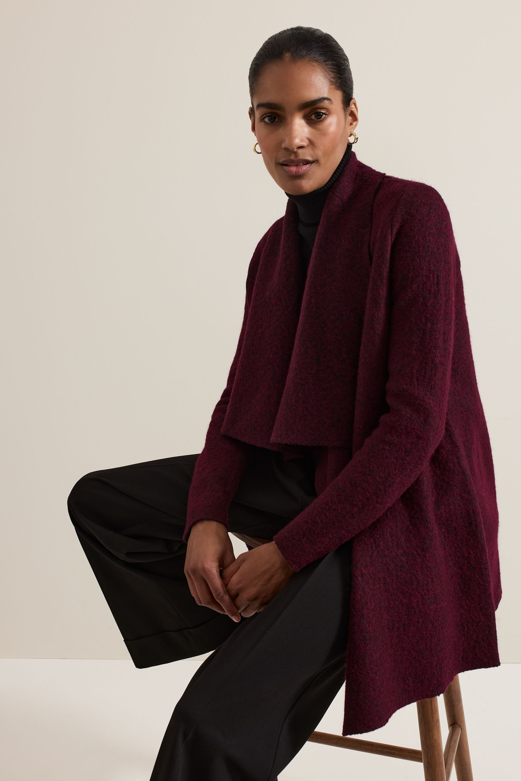 Buy Phase Eight Burgundy Red Lana Drape Knit Coat from the Next UK online shop