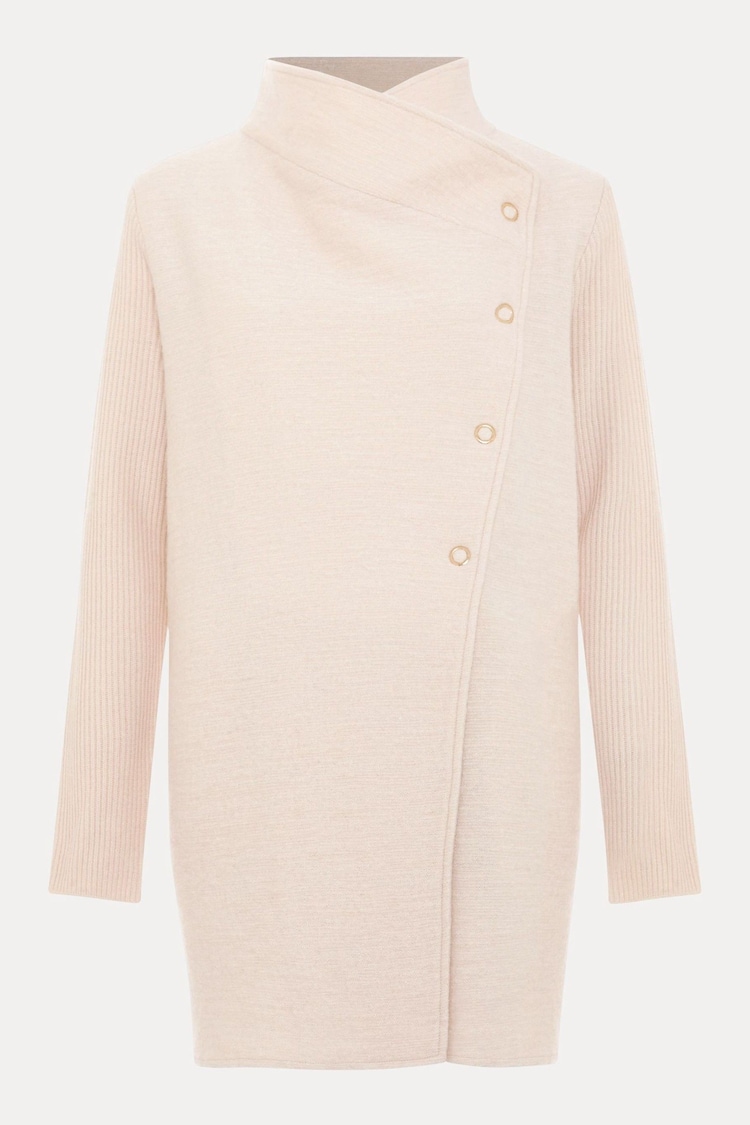 Phase Eight Cream Lea Popper Knit Coat - Image 8 of 8