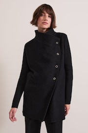 Phase Eight Black Lea Popper Knit Coat - Image 1 of 8