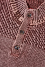 Joe Browns Red Acid Wash Embroidery Detail Button Funnel Neck Jumper - Image 8 of 8