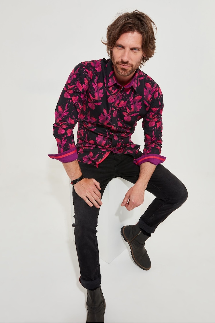 Joe Browns Pink Autumn Leaf Print Long Sleeve Shirt - Image 2 of 6