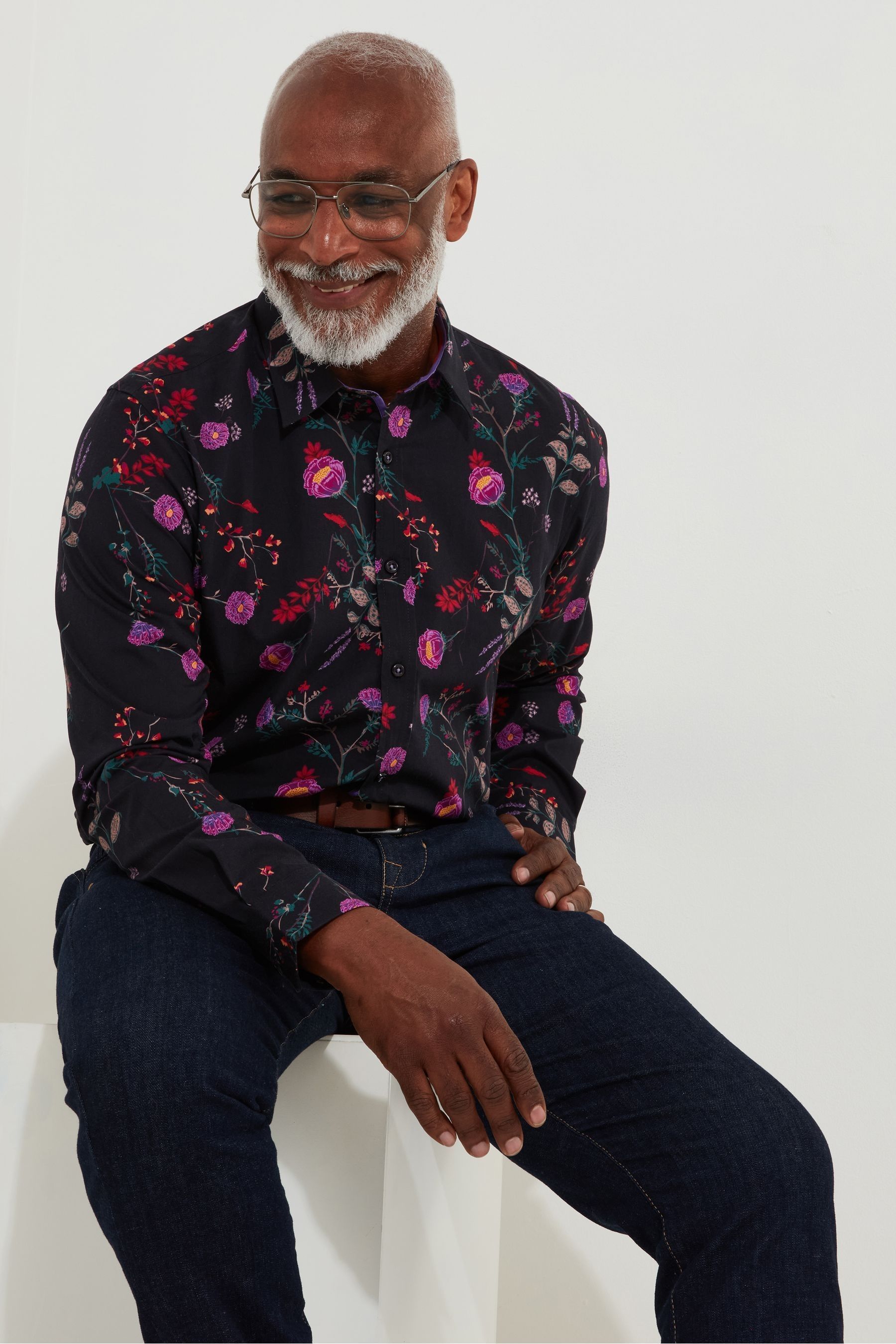 Buy Joe Browns Black Colour Pop Floral Long Sleeve Shirt from Next Luxembourg