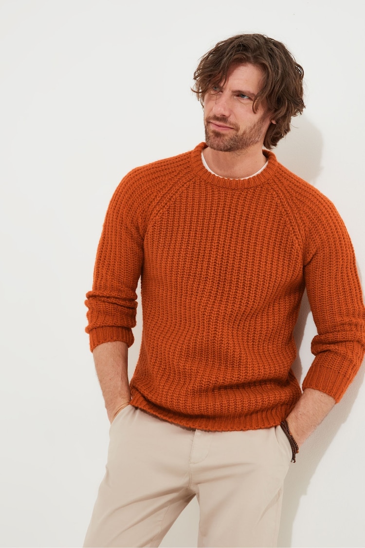 Joe Browns Orange Chunky Knit Crew Neck Fisherman Jumper - Image 2 of 6