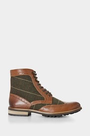 Joe Browns Brown Premium Leather and Tweed Brogue Boots - Image 1 of 7