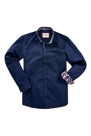 Joe Browns Blue Classic Navy Button Down Double Collar Shirt with Floral Trims - Image 6 of 8