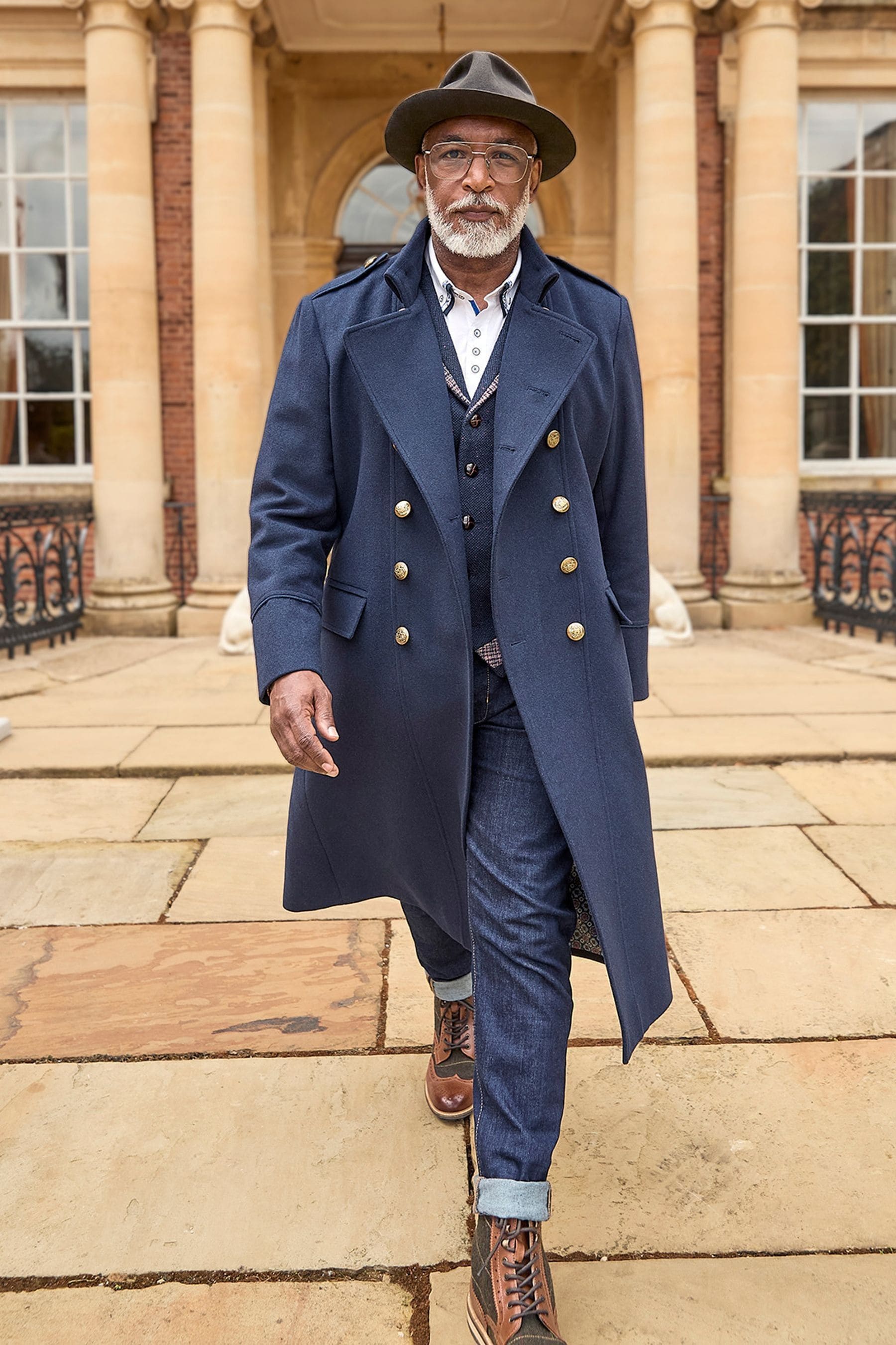 Buy Joe Browns Blue Gold Detail Wool Blend Longline Military Coat from the Next UK online shop