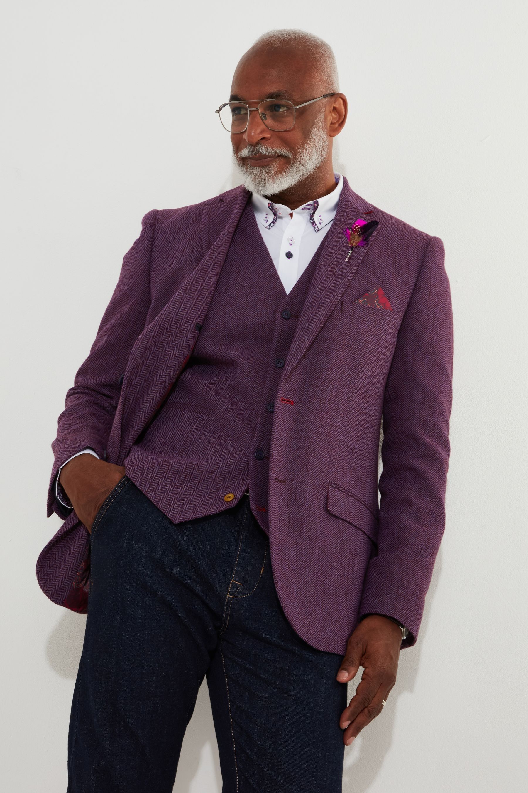 Buy Joe Browns Purple Single Breasted Wool Blend Herringbone Regular Fit Blazer from Next Luxembourg