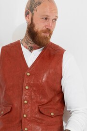 Joe Browns Red Vintage Floral Embossed Leather Waistcoat - Image 6 of 10