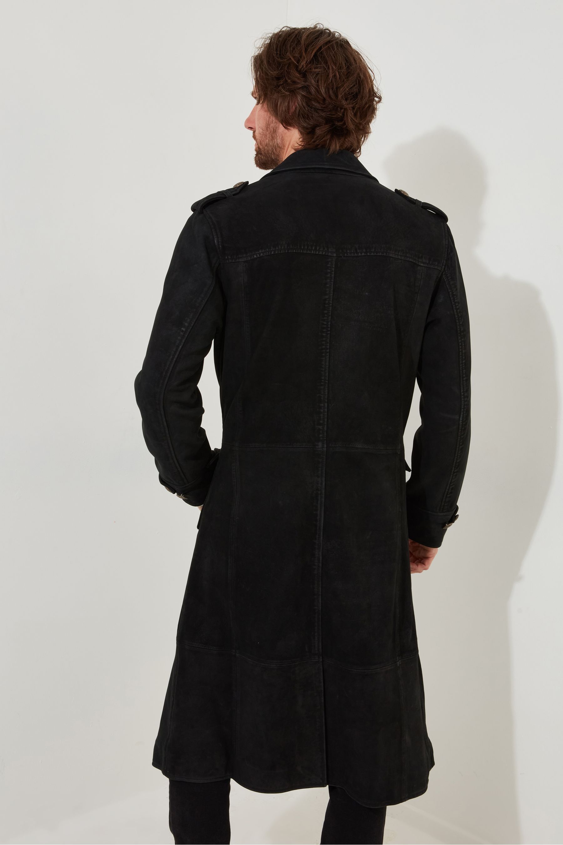 Longline suede coat discount