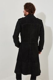 Joe Browns Black Longline Nubuck Suede Double Breasted Military Coat - Image 5 of 8