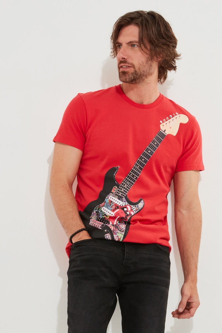 Joe Browns Red Statement Rocker Guitar Short Sleeve Graphic T-Shirt - Image 1 of 5