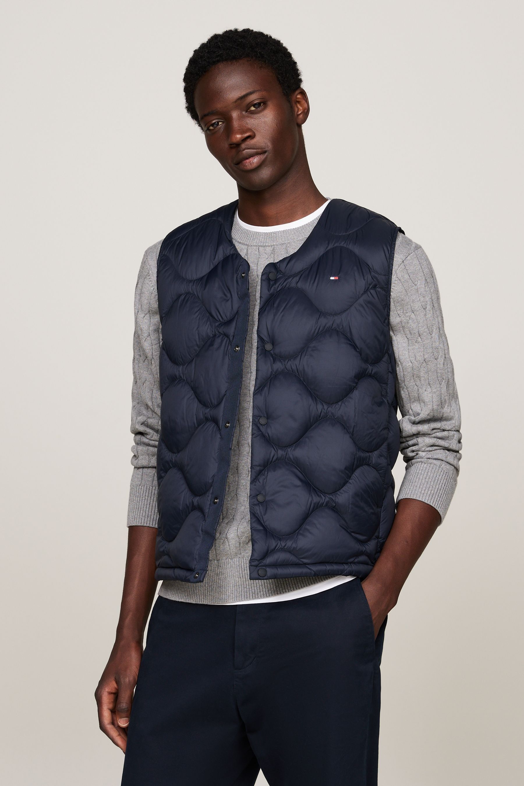 Tommy Hilfiger Blue Onion Quilted Down Liner Vest large Mens