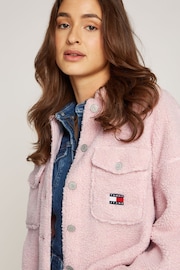 Tommy Jeans Pink Teddy Badge Overshirt - Image 2 of 6