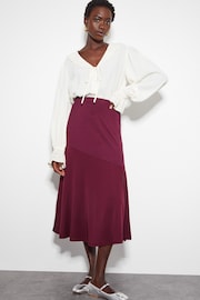 Monsoon Red Fifi Jersey Panel Midi Skirt - Image 1 of 5