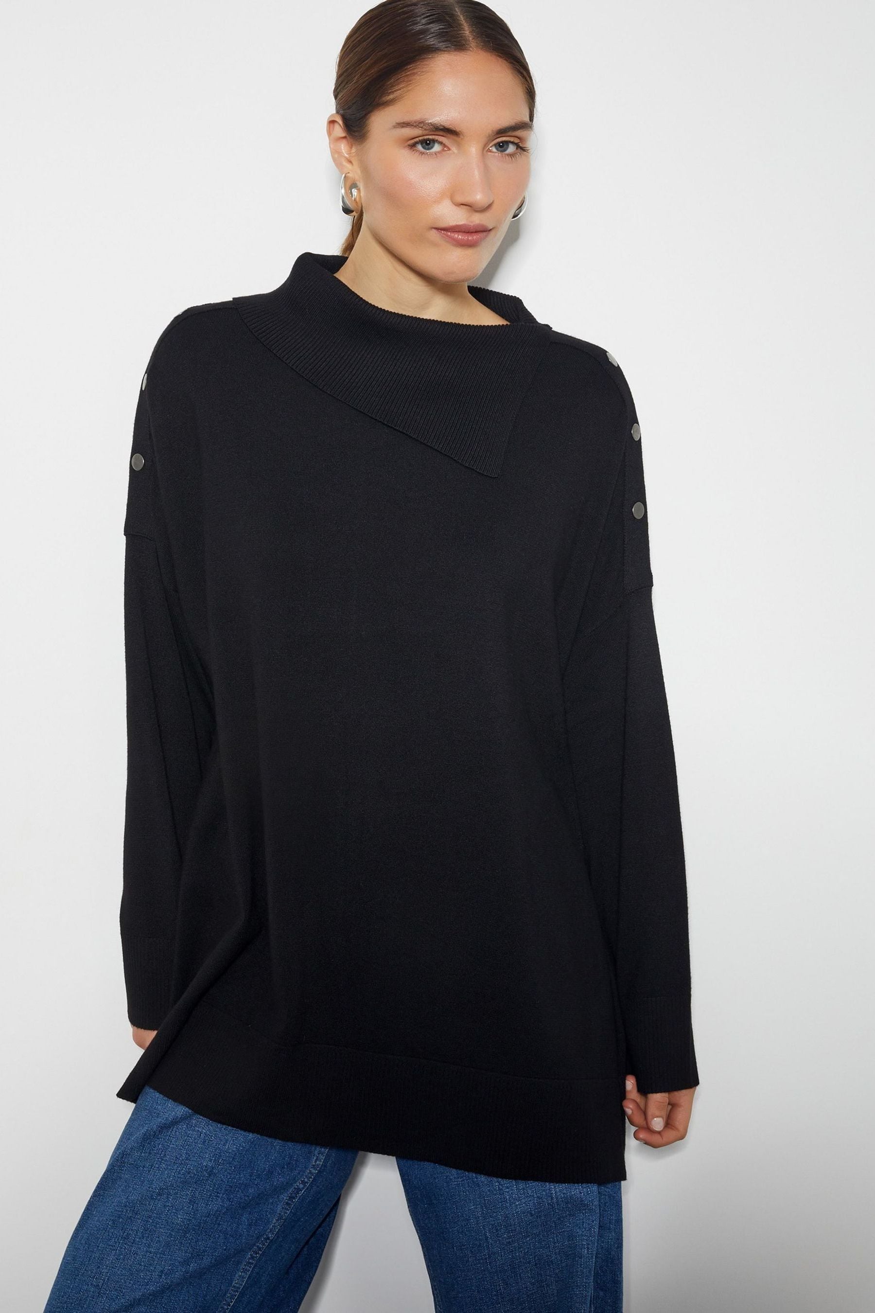 Buy Monsoon Black Beth Button Detail Jumper from Next Luxembourg
