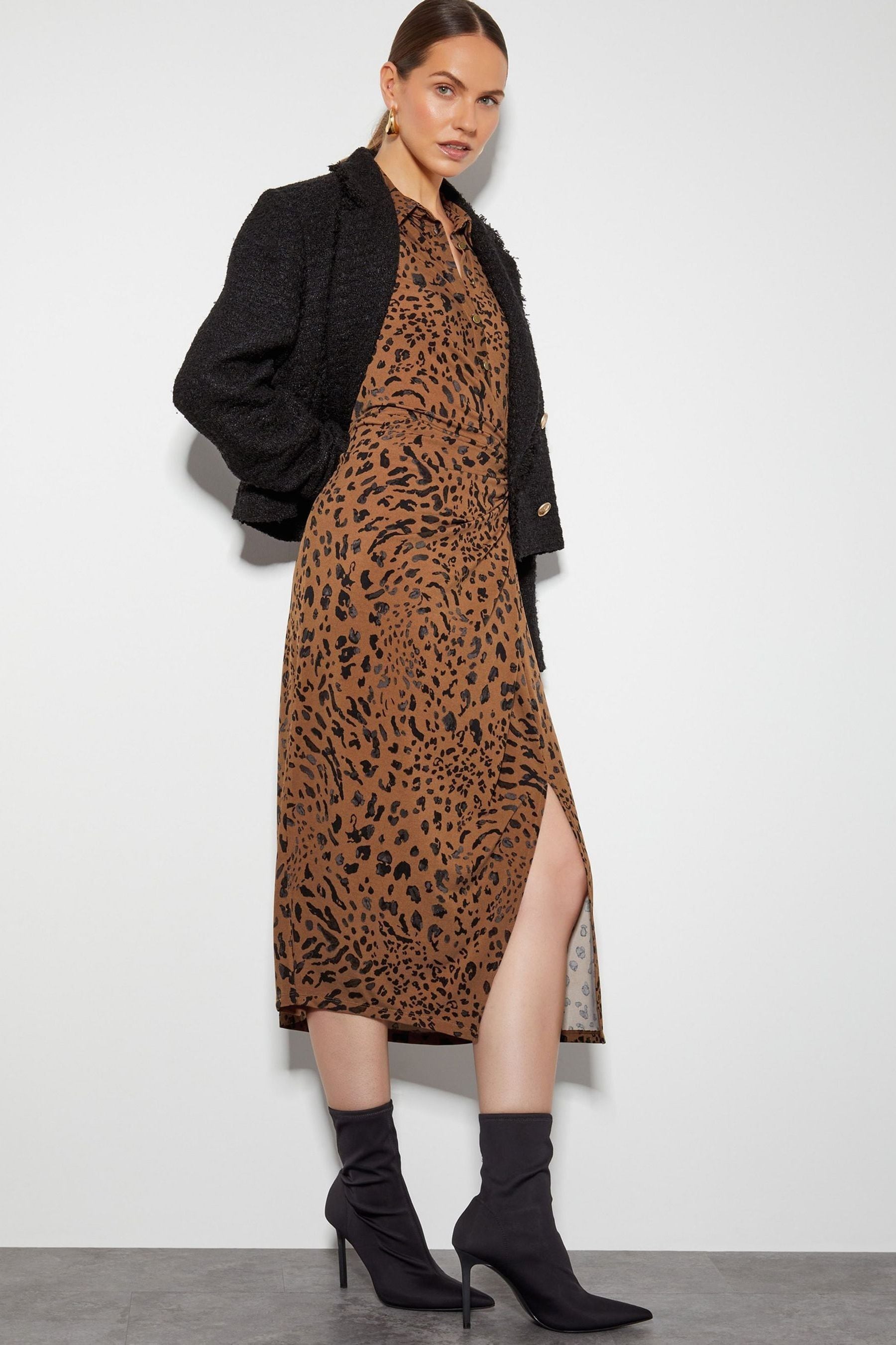 Buy Monsoon Brown Aubrey Jersey Leopard Print Dress from Next Luxembourg