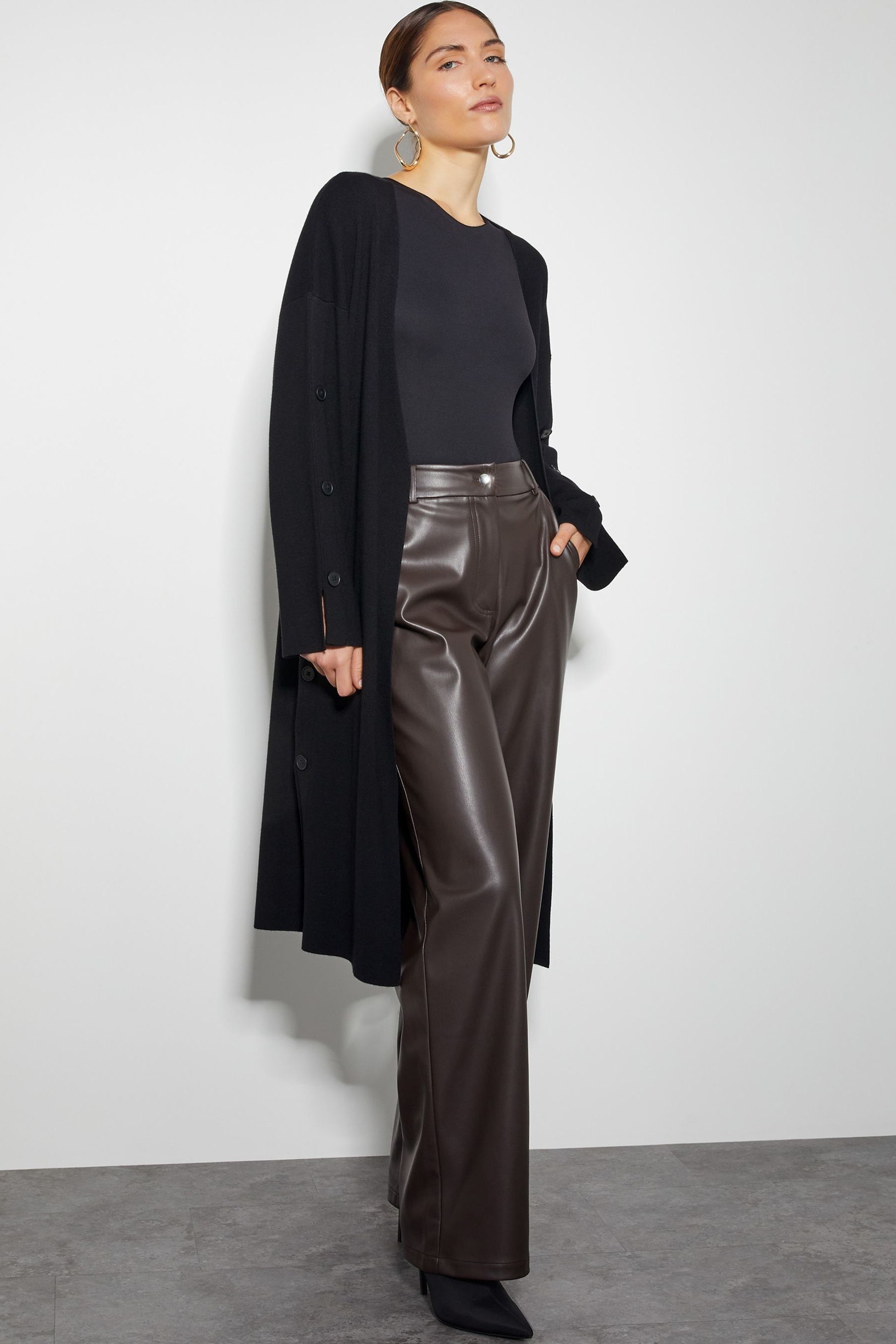 Buy Monsoon Black Bo Button Detail Longline Cardigan from Next Luxembourg