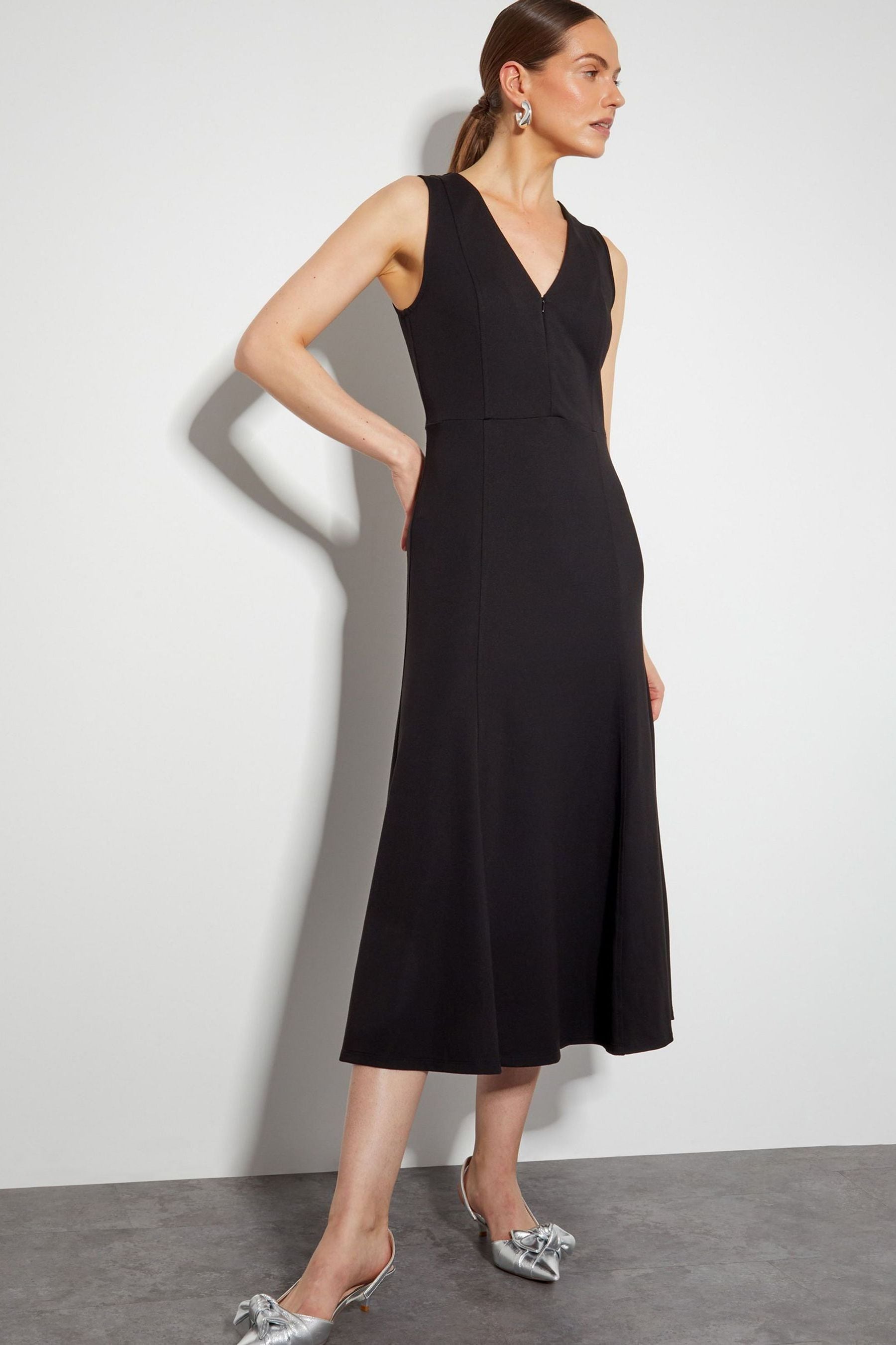 Buy Monsoon Black Polly Ponte Midi Dress from the Next UK online shop
