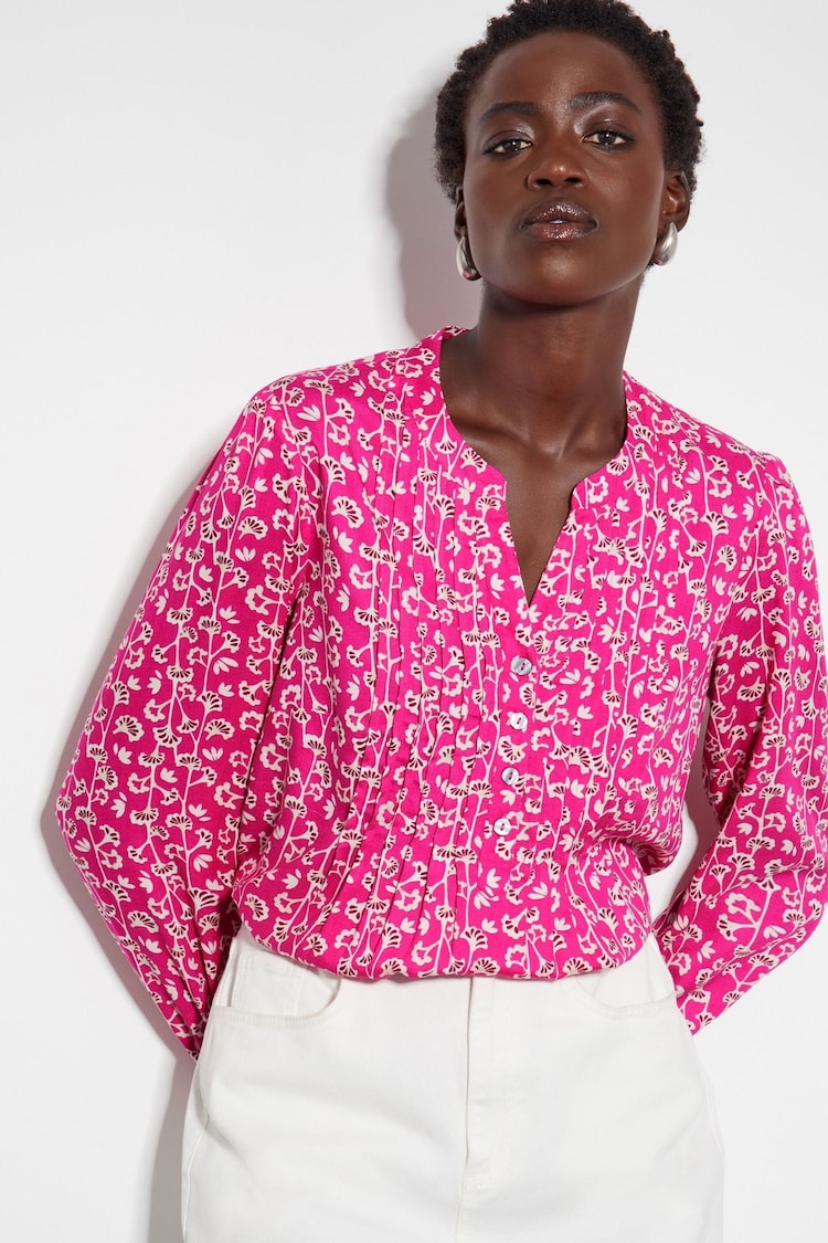 Monsoon Pink Connie Long Sleeve Printed Blouse - Image 1 of 4