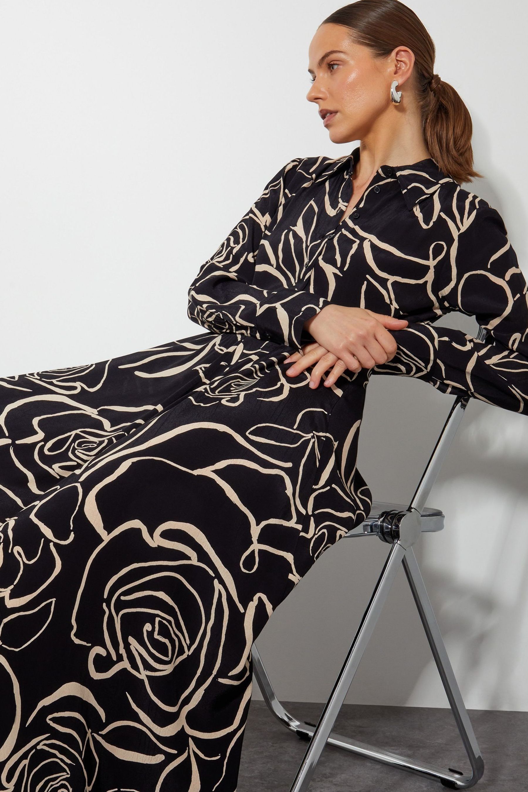 Buy Monsoon Black Mary Floral Midi Shirt Dress from the Next UK online shop