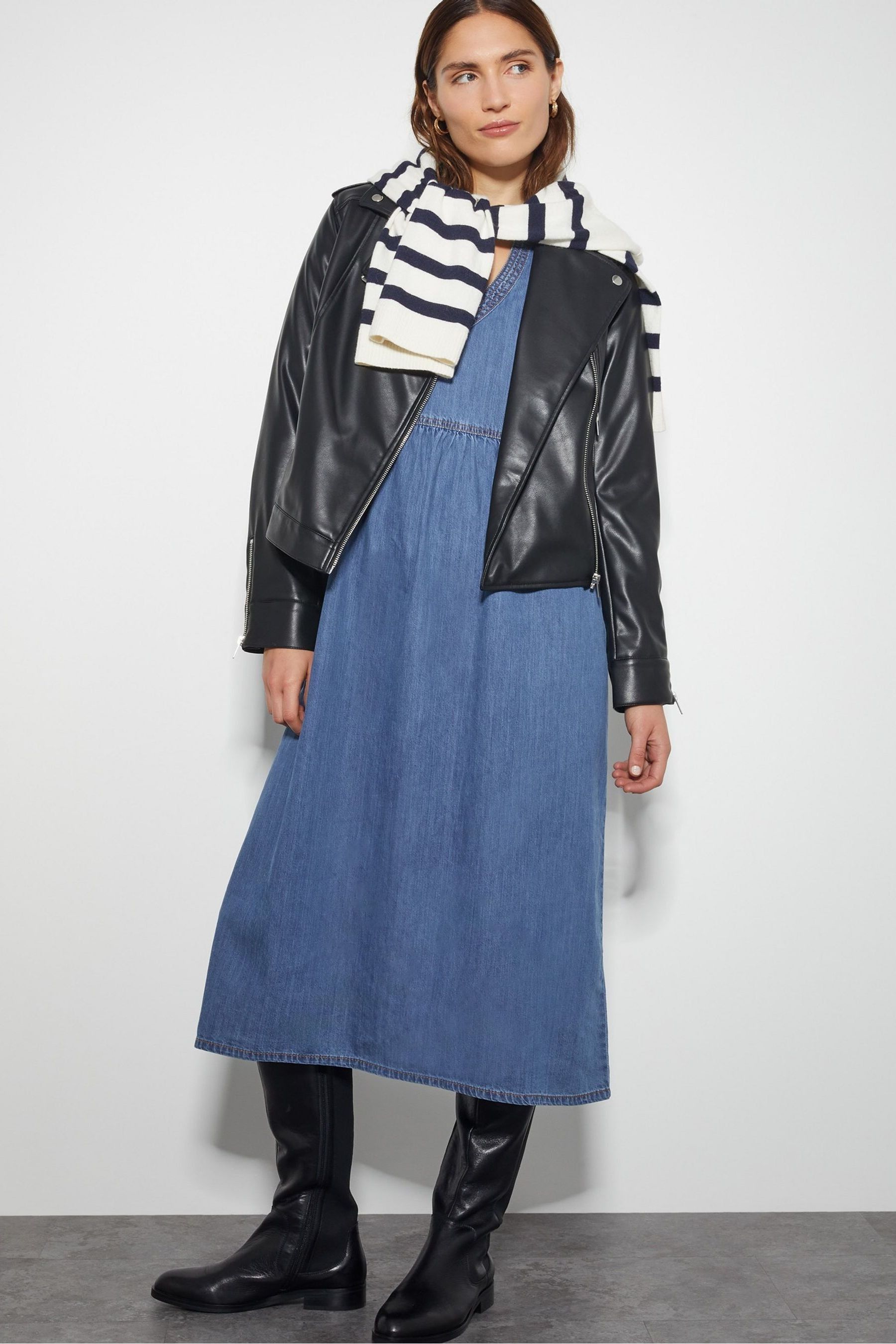Buy Monsoon Blue Wilma Long Sleeve 100 Cotton Denim Midi Dress from the Next UK online shop