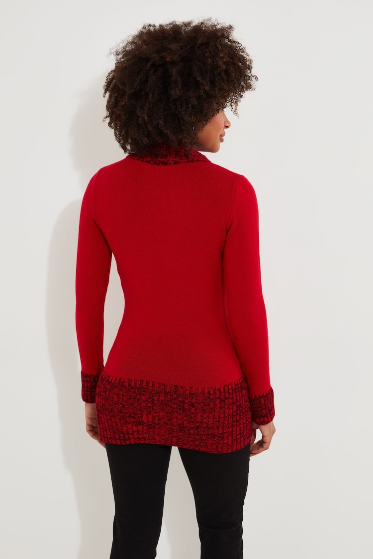 Joe Browns Red Cosy Shawl Neck Button Detail Jumper - Image 2 of 5