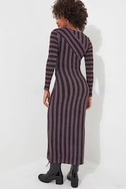 Joe Browns Grey Asymmetric Stripe V-Neck Midaxi Jersey Dress - Image 2 of 4