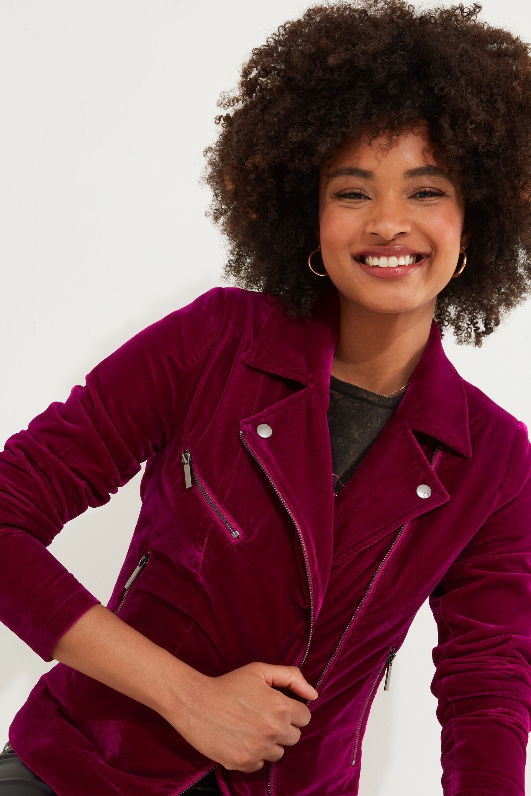 Velour biker jacket outlet