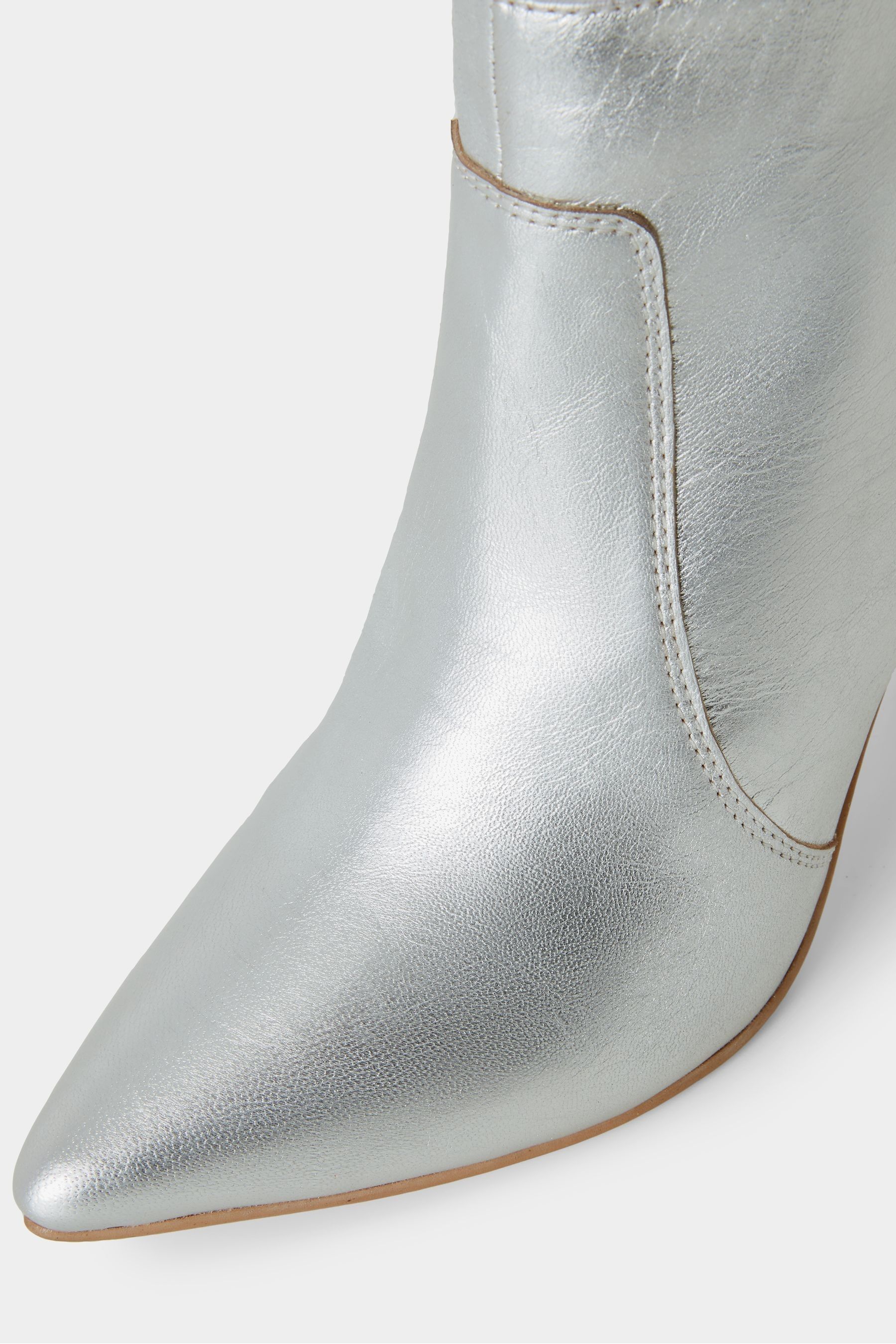 Joe Browns Silver Leather Heeled Ankle Boots