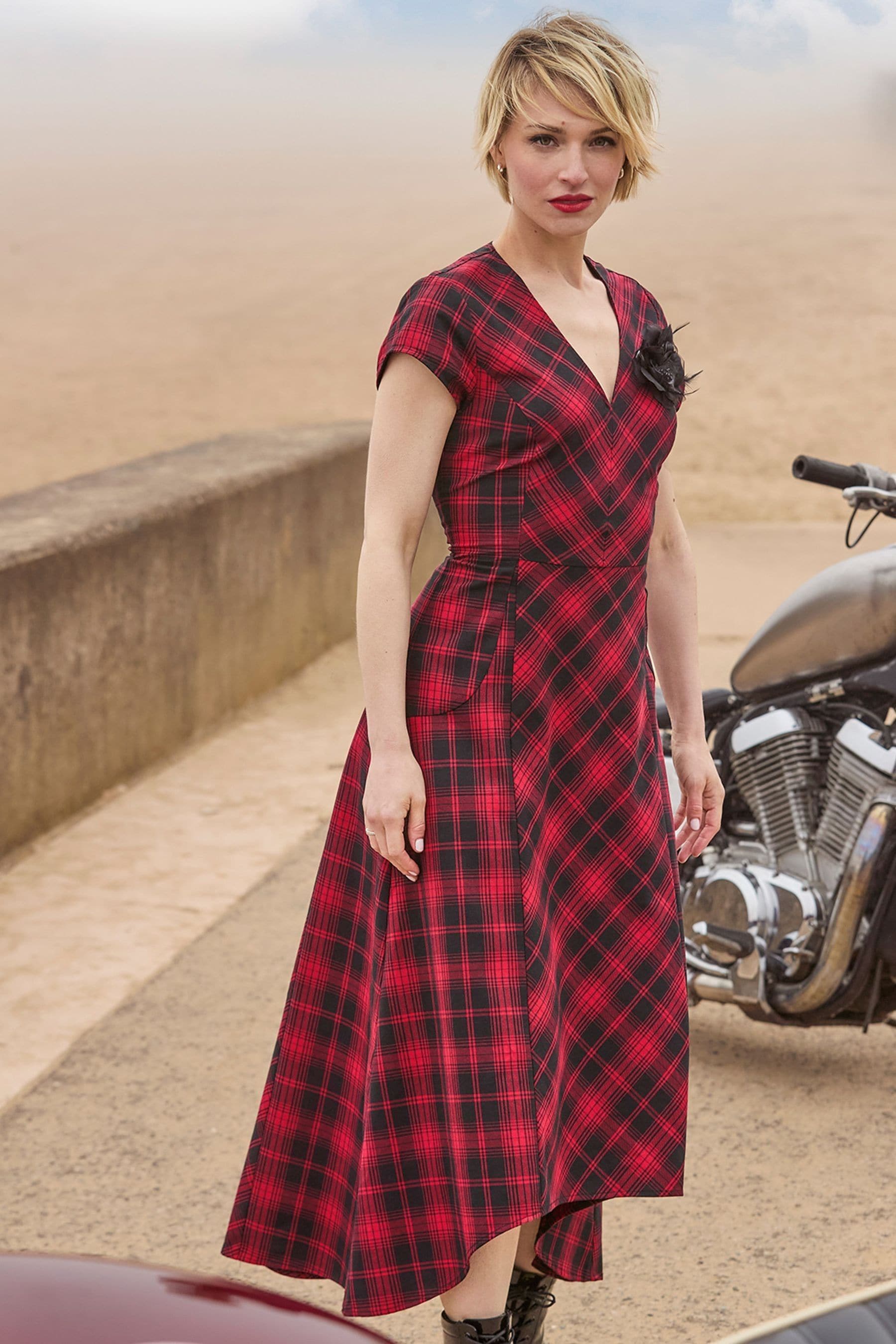 High low plaid dress discount