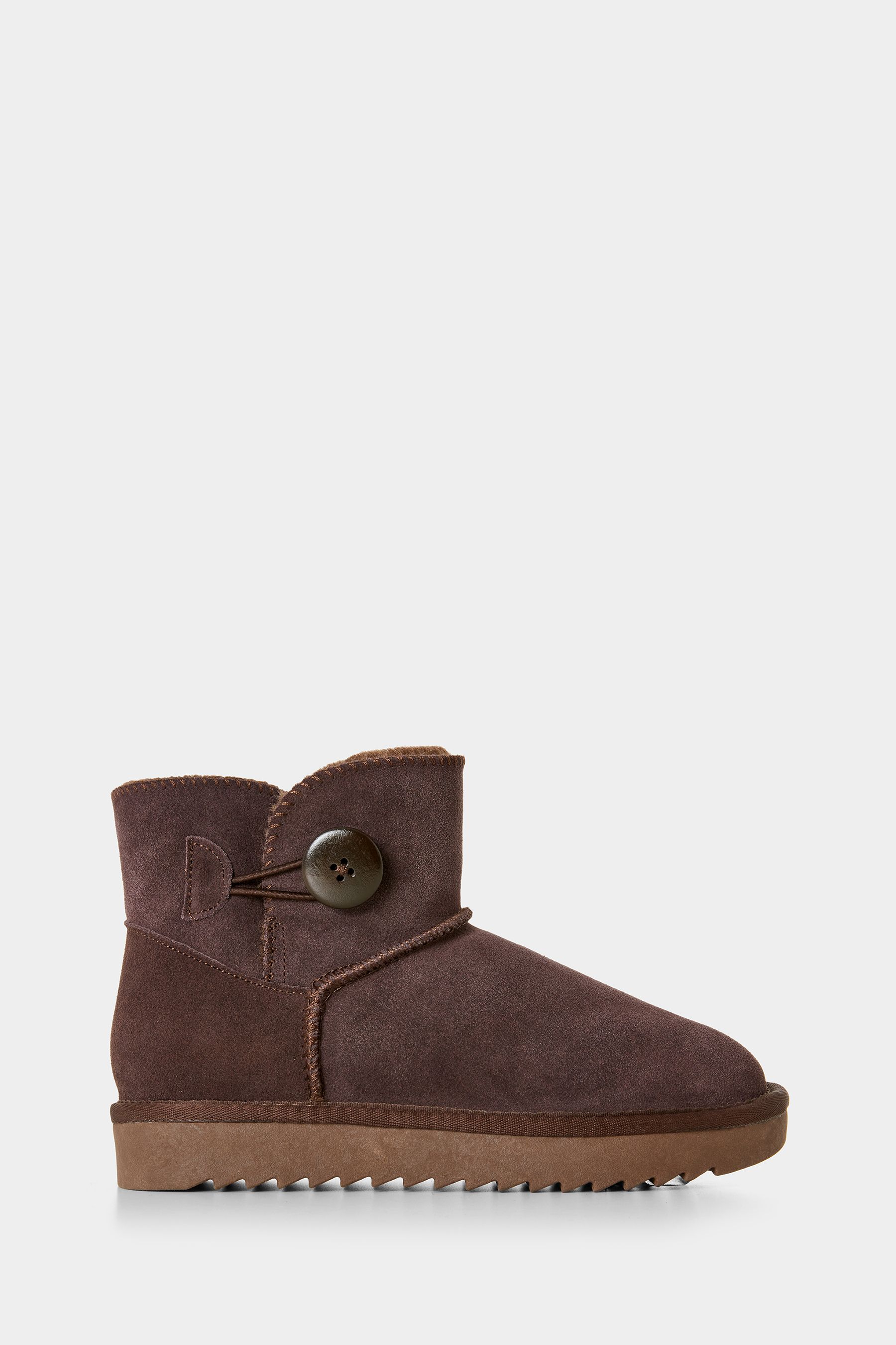 Joe Browns Brown Cosy Sheepskin Real Suede Button Detail Ankle Boots