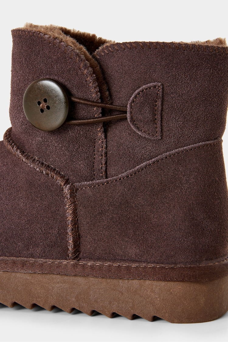 Joe Browns Brown Cosy Sheepskin Real Suede Button Detail Ankle Boots - Image 4 of 4