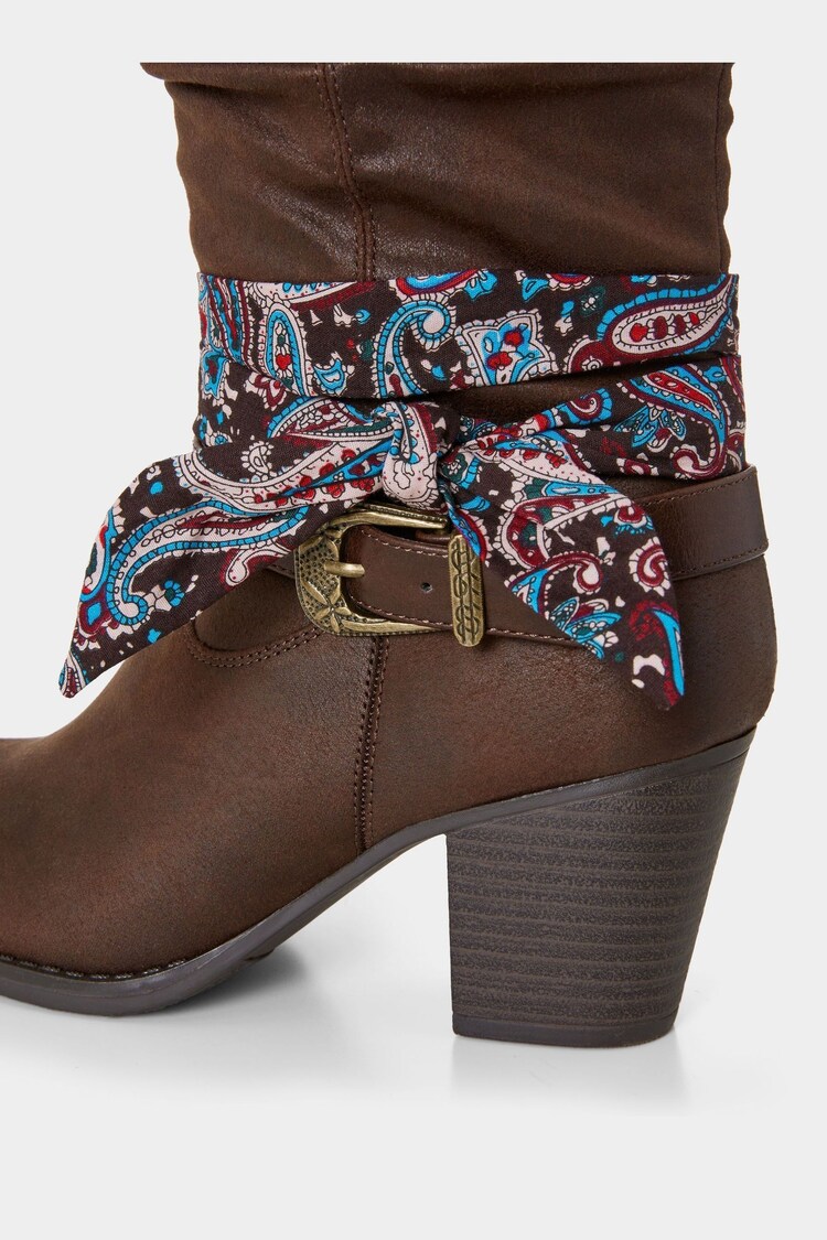 Joe Browns Brown Bandana Trim Knee High Long Boots - Image 6 of 6