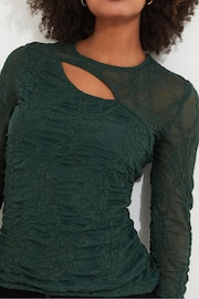 Joe Browns Green Cutout Textured Long Sleeve Top - Image 3 of 6