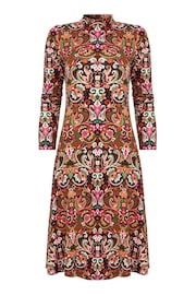 Joe Browns Brown Multi Mini Boho Printed High Neck Jersey Dress - Image 8 of 8