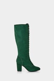 Joe Browns Green Long Microsuede Lace Up Heeled Boots - Image 1 of 6