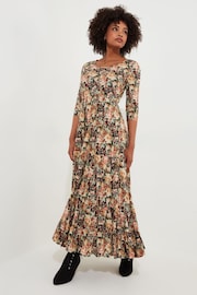 Joe Browns Brown Relaxed Fit Muted Floral Print Crinkle Maxi Dress - Image 3 of 6