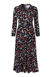 Joe Browns Blue Butterfly Print Belted Jersey Midi Shirt Dress - Image 5 of 5