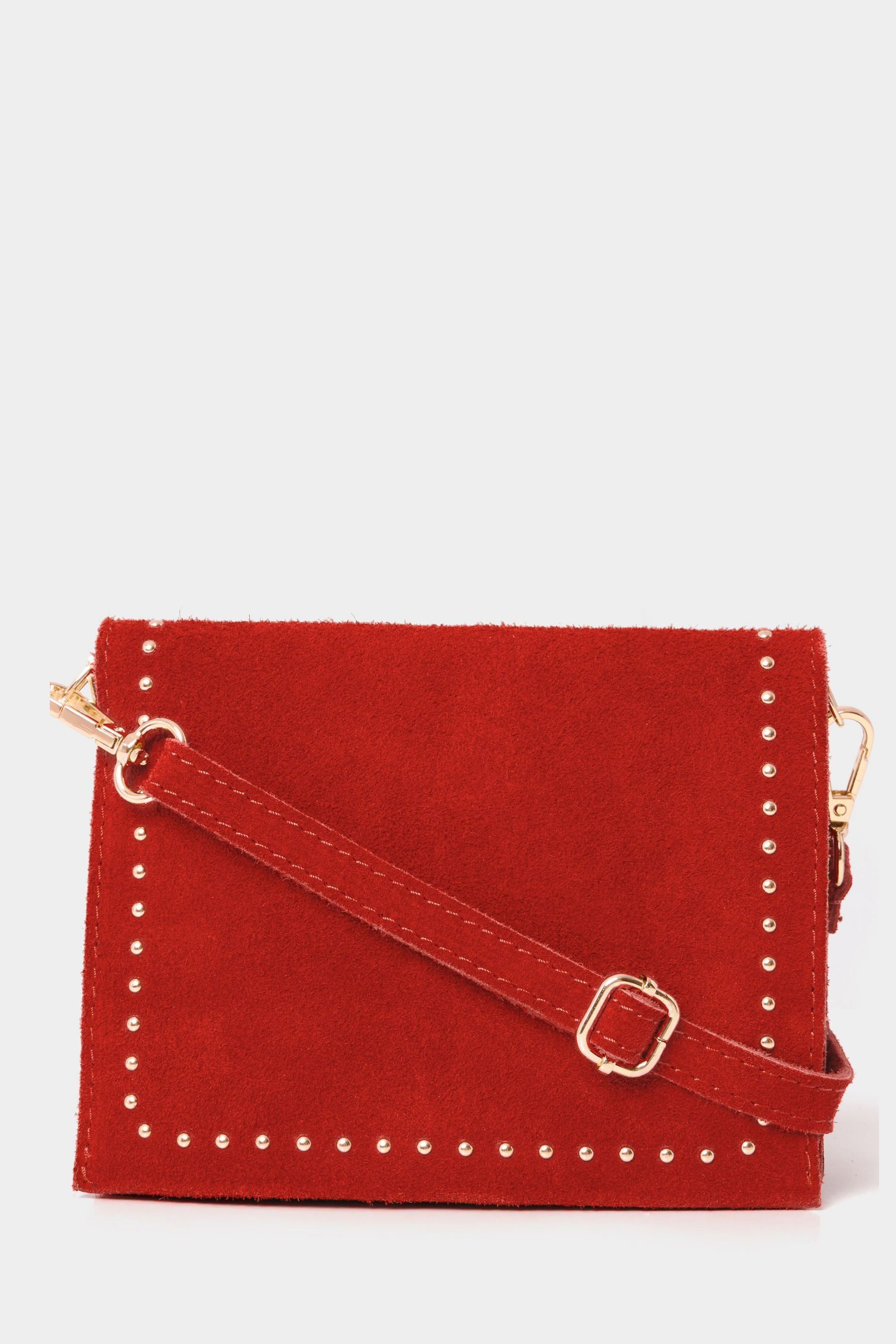 Buy Joe Browns Red Studded Cross Body Flap Front Suede Mini Bag from Next Ireland