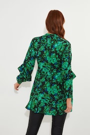 Joe Browns Green Cobalt Floral Frilly Mini Tunic Dress - Image 4 of 6