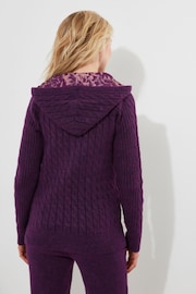 Joe Browns Purple Sloe Joes Cosy Cable Knit Full Zip Hooded Cardigan - Image 5 of 10